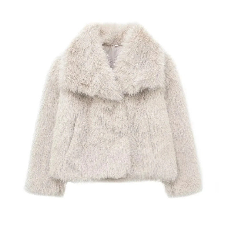 Jenniferm faux fur lapel coat