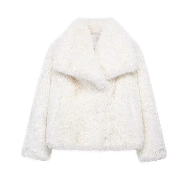 Jenniferm faux fur lapel coat