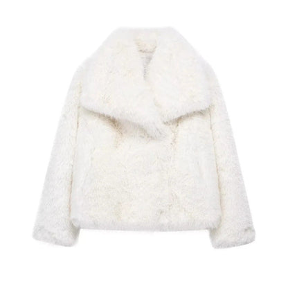 Jenniferm faux fur lapel coat