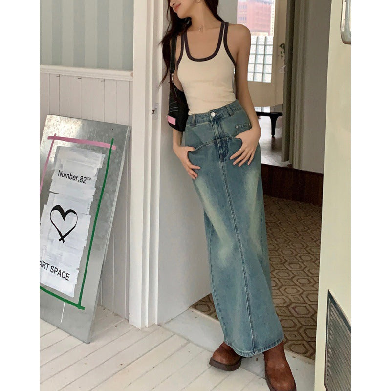 New Women's Ins Style Autumn Denim Long Skirt