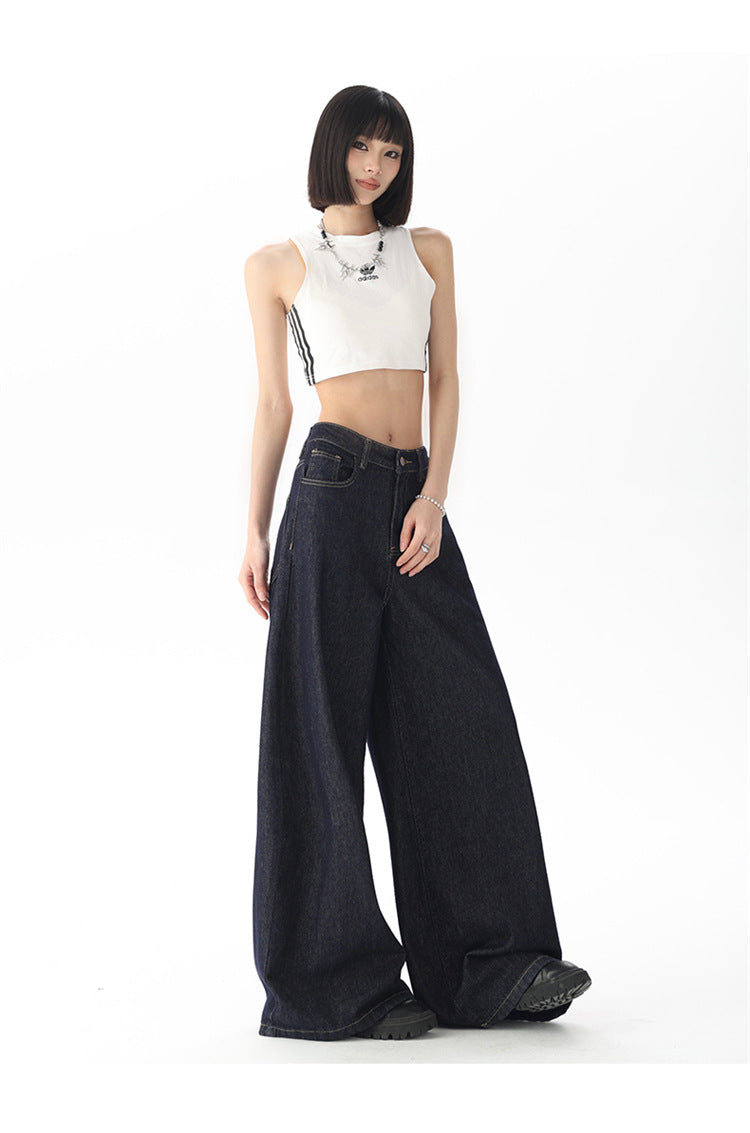 Ladies retro loose wide-leg summer new high waist drape mopping trousers