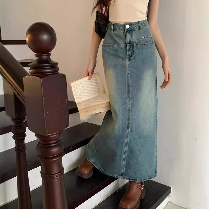 New Women's Ins Style Autumn Denim Long Skirt