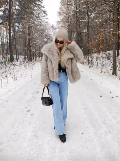 Jenniferm faux fur lapel coat