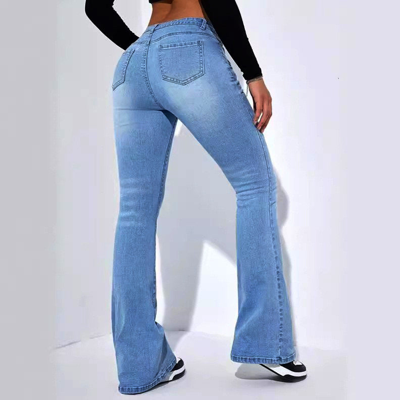 Ladies New Simple Flared Jeans Design Trousers