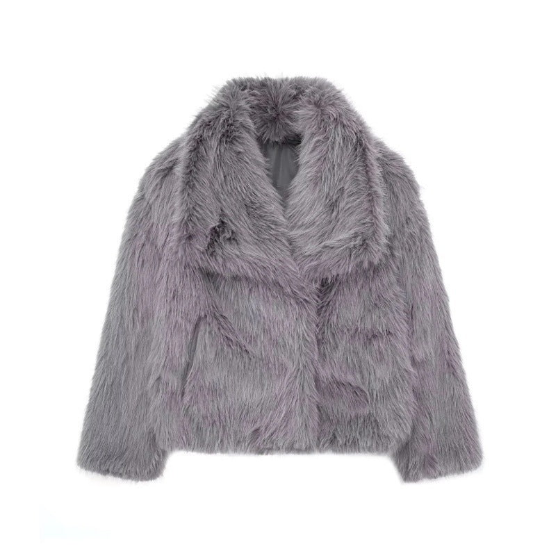 Jenniferm faux fur lapel coat