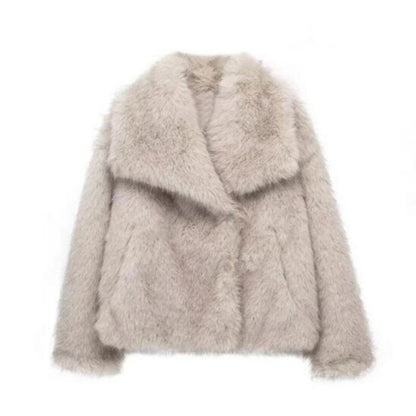 Jenniferm faux fur lapel coat