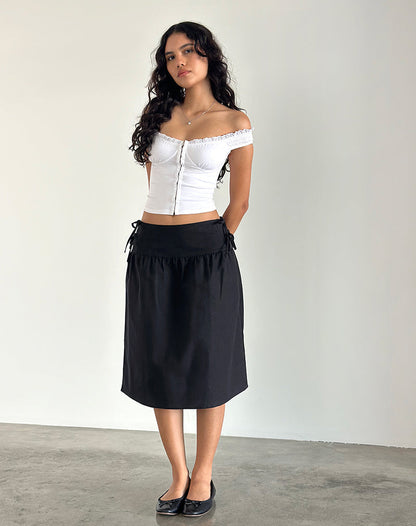 Women's Black Drawstring Simple Skirt