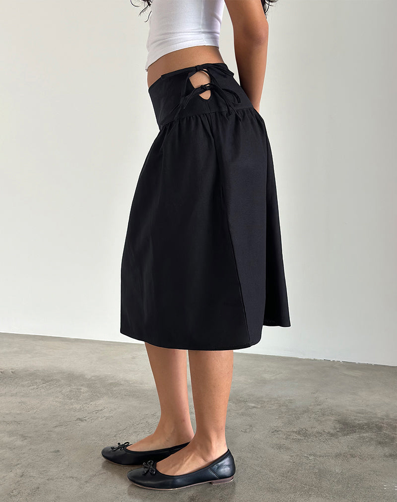 Women's Black Drawstring Simple Skirt