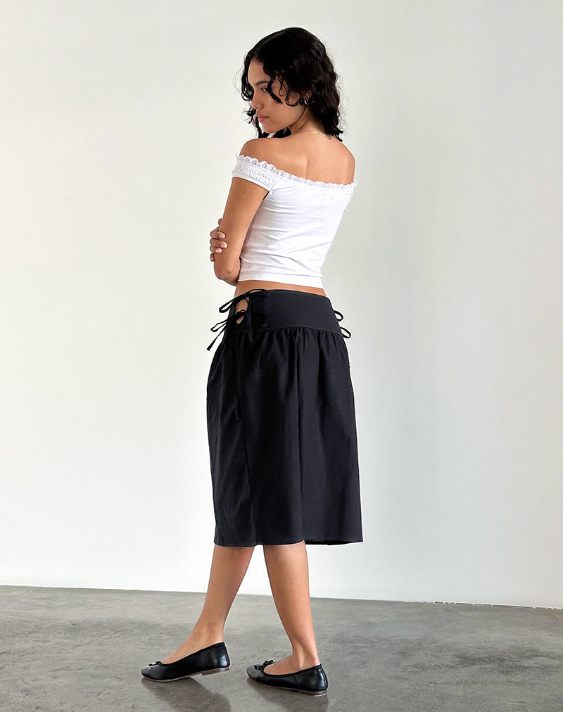 Women's Black Drawstring Simple Skirt