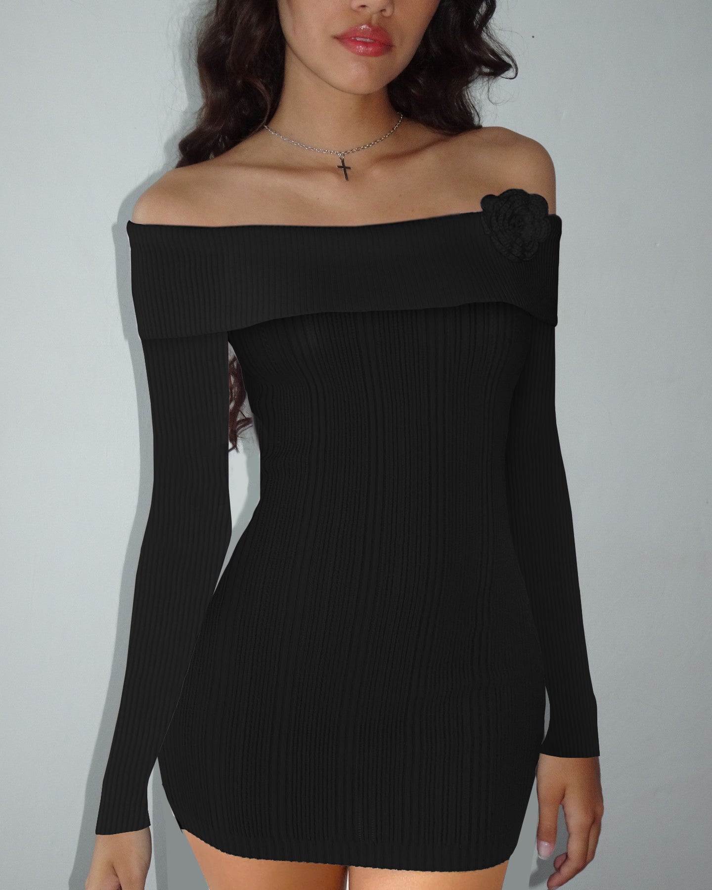 New sexy one-shoulder long-sleeved knitted dress temperament commuting hip skirt